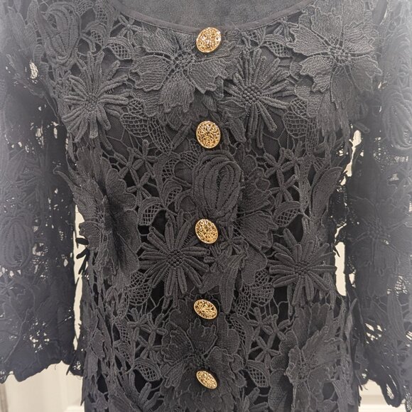 BOSTON Proper Black 3D Lace Top XXS - Picture 2 of 7